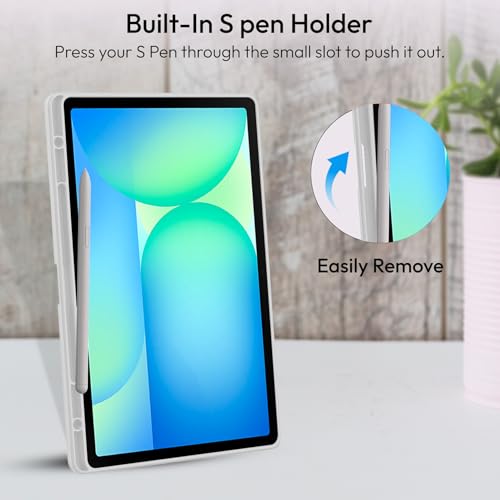 Image of Robustrion Cover Case for Samsung Galaxy Tab S10 FE Plus 13.1 inch Cover with [Pencil Holder] Hybrid Cover for Samsung Tab S10 FE Plus 13.1 inch Tablet [Auto Sleep Wake Support] - Grey