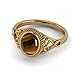 VML JEWELLERS Tiger Eye Yellow Gold Plated Ring, Brown Tiger Eye, Oval Cabochon, Wedding Ring, 8 US