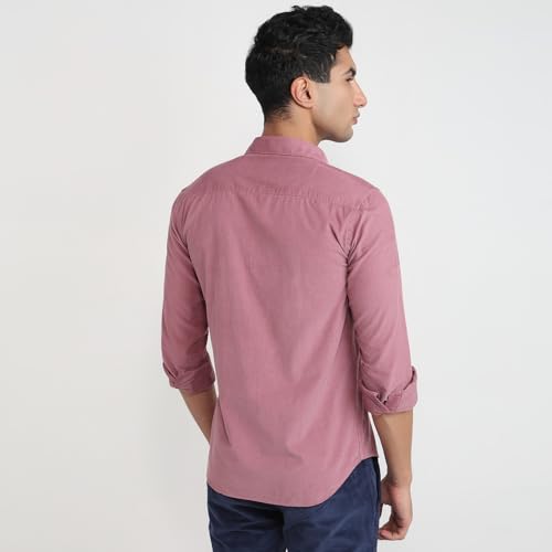 Image of Park Avenue Men Slim Fit Solid Pattern Pure Cotton Semi Cut Away Collar Full Sleeve Casual Shirt
