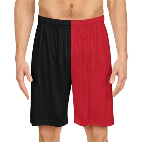 Half Black & Half Red Basketball Shorts - Main Image