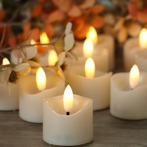 Image of Flameless LED Votive Candles, Battery Operated Fake LED Lights Electric Flickering Candles for Wedding Party Halloween Christmas Party Theme Party, Holiday Decor Home Decorations, Set of 48