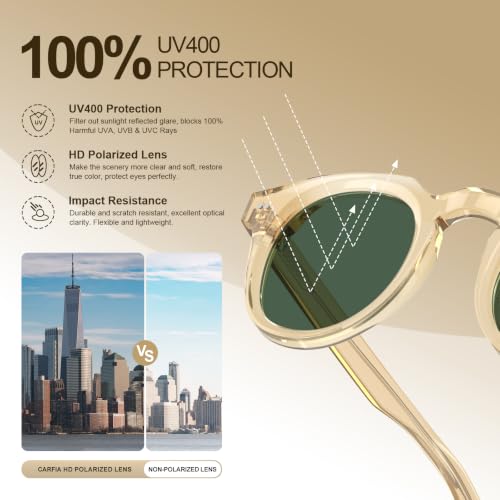 Image of CARFIA Retro Sunglasses for Men Polarized UV400 Protection, Cool Round Acetate Fashion Shades