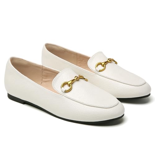 Image of Minorsu Buckle Loafers for Women Slip On Round Toe Dress Flats Business Casual Work Driving Shoes