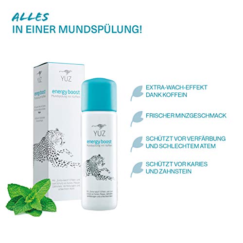 YUZ energy boost - Mundspülung mit Koffein – „Hallo-Wach“-Effekt – Minzgeschmack – Fluoridhaltig – Kariesvorsorge – Umweltfreundliche Verpackung – Made in Germany – Bild 3