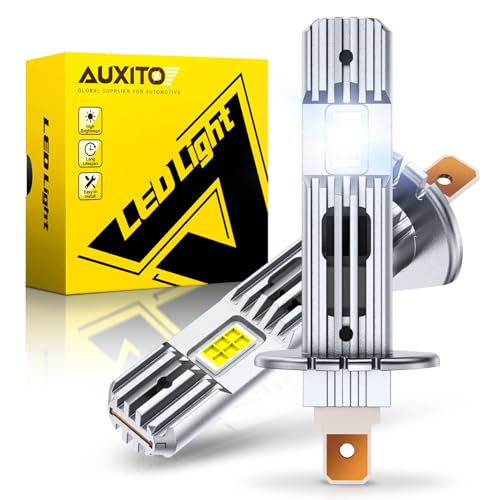 Image of AUXITO H1 Bulb - 6X Brightness 6500K White, Plug & Play Installation, No Adapters Needed, 99% Vehicle Compatible, Enhanced Night Vision， Pack of 2