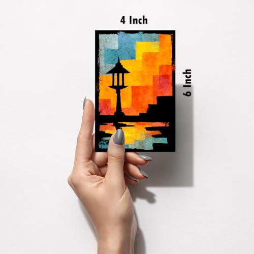 Image of SiddArtify Abstract Cityscape Wall Art Prints Set - Modern Architectural Poster Decor for Living Room Office - Set of 2-4x6 Inch - Board (Pack of 6) - Sticker (Pack of 6)