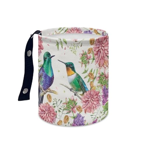 Image of Collapsible Hummingbird Flower Trash Can - Rubbish Bin, Easy to Clean for SUVs, Trucks