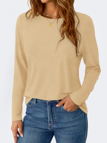 GKBK Women's Long Sleeve Shirts Casual Crewneck Tops Spring Fashion Soft Basic Tee for Work Business 2026 - image 5