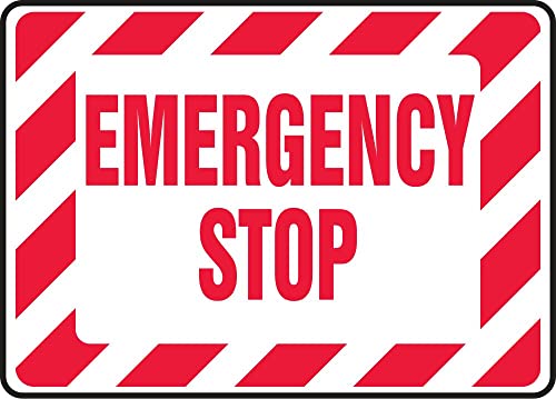 Panneau Emergency Stop Accuform plastique MELC519VP éviter les accidents et sécuriser les machines