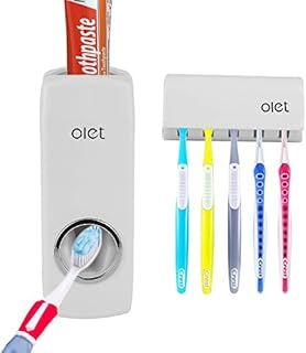 Emwel Automatic Toothpaste Dispenser Toothpaste Squeezer Kit with Toothbrush Holder Organizer Set