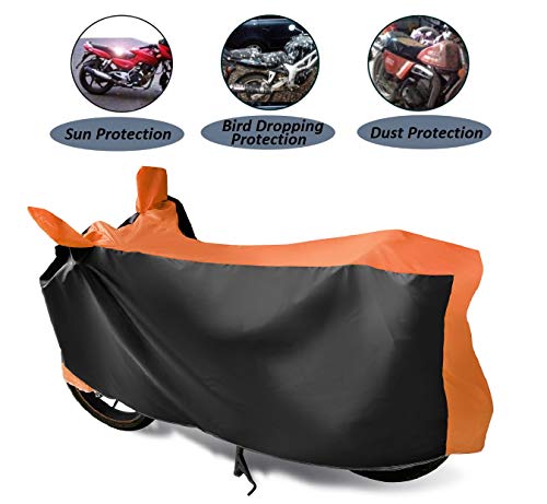 Image of Auto Hub Scooty Cover Compatible with TVS Scooty Pep Plus with Mirror Pocket, Dustproof, Heat Resistant, Triple Stitched, Pep Plus Scooty Cover- Black, Orange