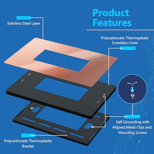 Image of LIDER Decorator Metal Wall Plate, Temperature and Impact Resistant, Screwless Cover, Modern Decoration Upgrade, Mid-Size 1-Gang 4.88 inch x 3.11 inch, UL Listed, Stainless Steel, Polished Rose Gold, 1-Pack