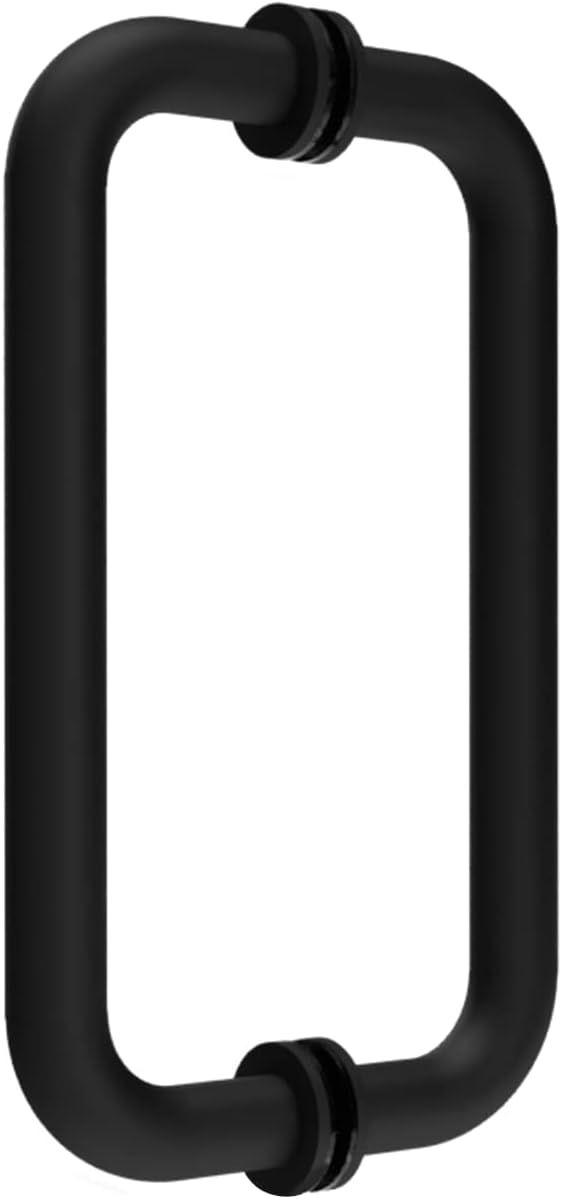 CKB 8" Shower Door Handle, Compatible with 1/4" (6mm) to 1/2" (12mm) Thick, Stainless Steel Double Side Door Pull, Matte Black