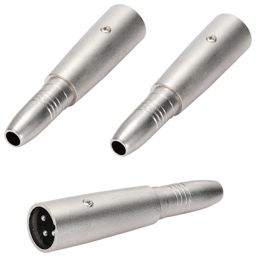 Greluma 3 Stück XLR-Stecker auf 1/4-Zoll-Buchse-Adapter 3-poliger XLR-Stecker auf 6 35-mm-Buchse Audio-Anschluss TS/TRS auf XLR-Klinken-Konverter für Audio-Mikrofon