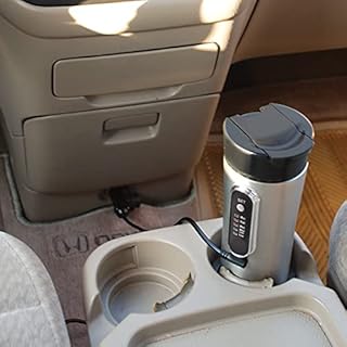 RoadPro RP0719 12-Volt 15oz. Premium Heated Travel Mug, Silver, Black