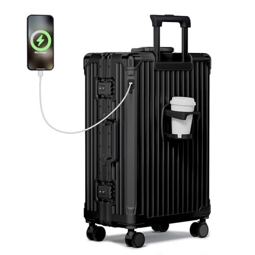 Krute No Zipper Carry On Luggage 20 Inch Suitcase with Wheels PC Aluminum Frame Zipperless Luggages...