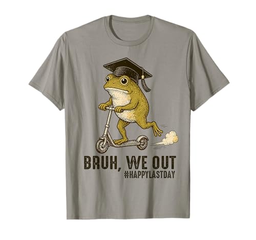 Bruh We Out Teachers Happy Last Day of School Funny Frog T-Shirt