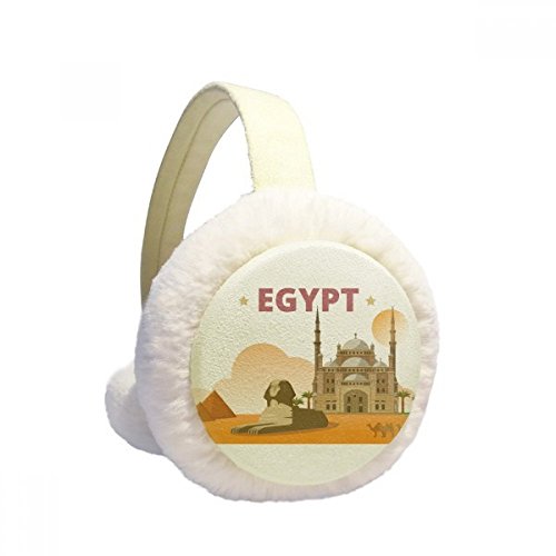 Orejeras de invierno de felpa suave con pirámides de Egipto y esfinge