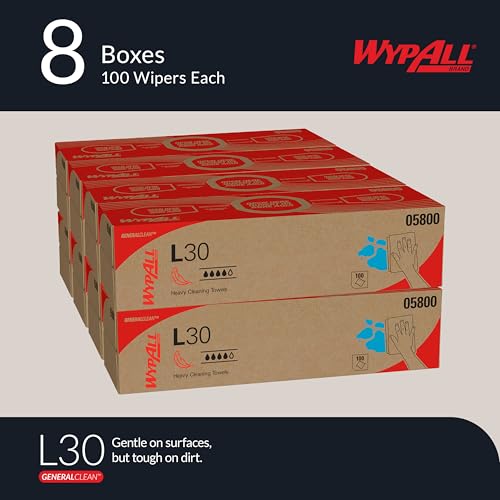 Image of WypAll GeneralClean L30 Heavy Duty Cleaning Towels, 8 x 100 Sheets (05800)