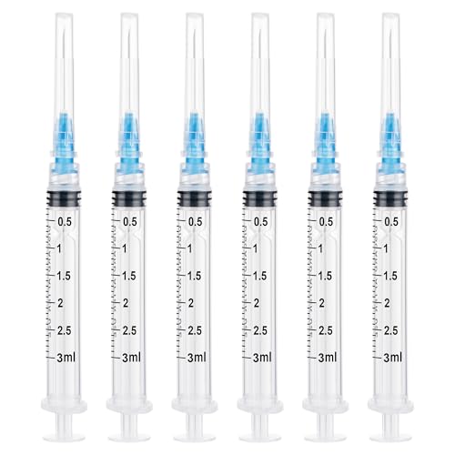 3ml/cc Lab Syringes with 23Ga 1 Inch Luer Lock , Disposable Syringe for Liquid, Scientific Labs, Measurement, Individually Wrapped, Pack of 20