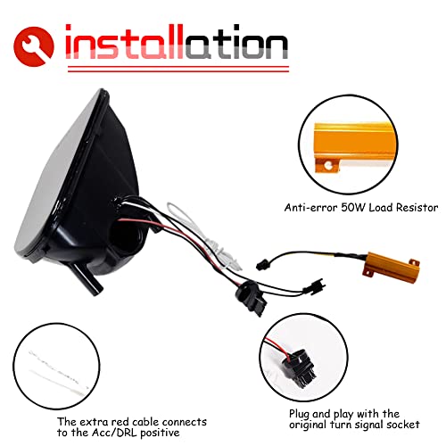 Kenrtir Smoked Lens Switchback White/Amber Drl Led Turn Signal Lamp Replacement Compatible With 1998-2002 Pontiac Firebird Trans Am Front Corner Side Marker Parking Lights Assembly #TOP5