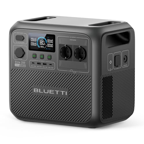 BLUETTI Elite 200 V2 Générateur Électrique Portable, Recharge de 0-80% en 45 Min, Batterie LFP de 2073,6Wh avec 2 Prises CA 2600W (3900W Power Lifting), Station Électrique pour Camping