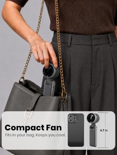 Image of EcoNour Handheld Fan Rechargeable, Portable Mini USB Fan with 5 Speeds, 13550 RPM High-Speed Personal Cooling Fan, Foldable Battery Operated Travel Fan for Home, Office & Outdoor - Black