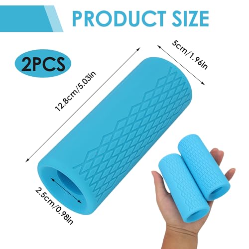 2 Pcs Dumbbell Bar Grips, 4" Non-Slip Rubber Barbell Gripz for Thick Bar Training, Forearm Strength Weightlifting Workout Gym Home Fitness Gear for Grip Trainer Men Women Athletes Lifters (Blue) - Image 4