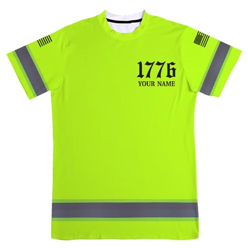 Maddly High Visibility Shirt, Custom America Flag Reflective Hi Vis Safety Hoodie for Men, Women, Outdoor Worker, Trucker