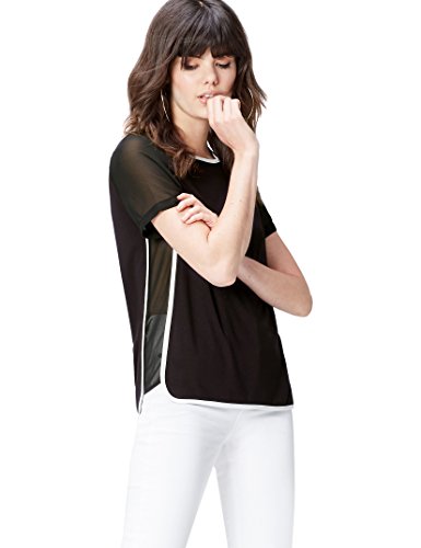 Find. Sheer Sleeve, T-Shirt Donna, Nero