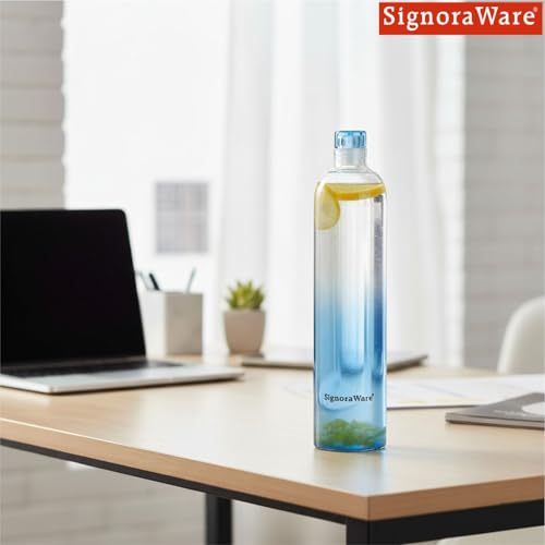 Image of SignoraWare Lavender Borosilicate Glass Bottle | Airtight & Leakproof | Heat Resistant | Dishwasher Safe | Odor-Free | Ideal for Home, Office, Travel, Yoga & Gym | Easy to Clean (1 LTR | Clear)