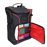 USA Gear MTG Backpack Compatible with Magic the Gathering Deck, Yu-Gi-Oh, MTG Decks & more - TCG Backpack MTG Bag with Shoulder Straps, Customizable Dividers, TCG Playmat Holder, Binder Space (Red)