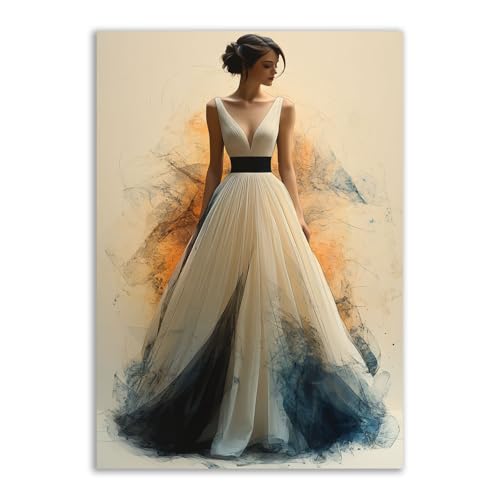 Poster mural moderne TERUEA toile rouge 70x100 portrait féminin montgolfière