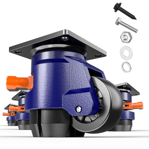Leveling Casters with Ratchet Handle Design Total Capacity 2200Lbs Heavy Duty Casters Set of 4 Workbench Casters with Adjustable Leveling Pads