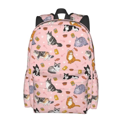 Odfovowo Cute Cat Backpack for Women Men Work Laptop backpacks Mesh Carry on Backpack Casual Daypack for Hiking Camping Climbing Gifts