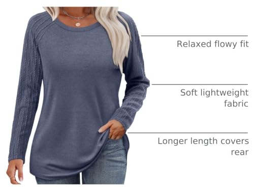 Image of OFEEFAN Long Sleeve Shirts for Womens Fall Fashion 2026 Crewneck Oversized Sweatshirt Tunic Tops to Wear with Leggings