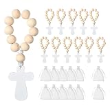 Jugutyeg 6 Piezas Crucifijo Católico Cruz Madera Oración Colgante Religioso Decorativo Adecuado para Decoración Hogar Regalo Bautizo Fiestas, 12 Rosarios 12 Bolsas, Individual