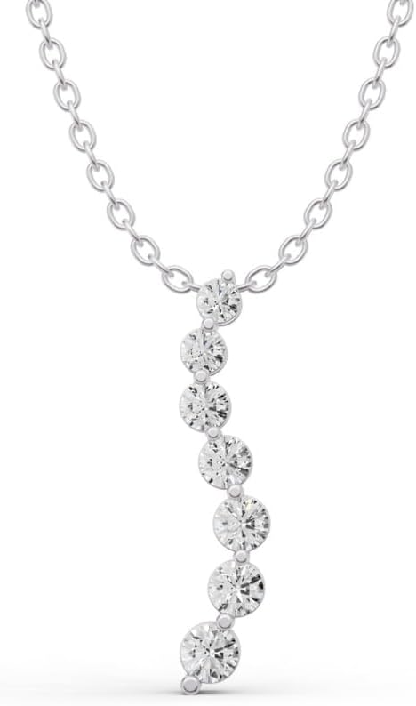1/4 Carat - 2 Carat Round Lab Grown Diamond Journey Pendant | 14K Yellow or White Gold Chain Necklace 18 inch | E-F Color and VS1 Clarity
