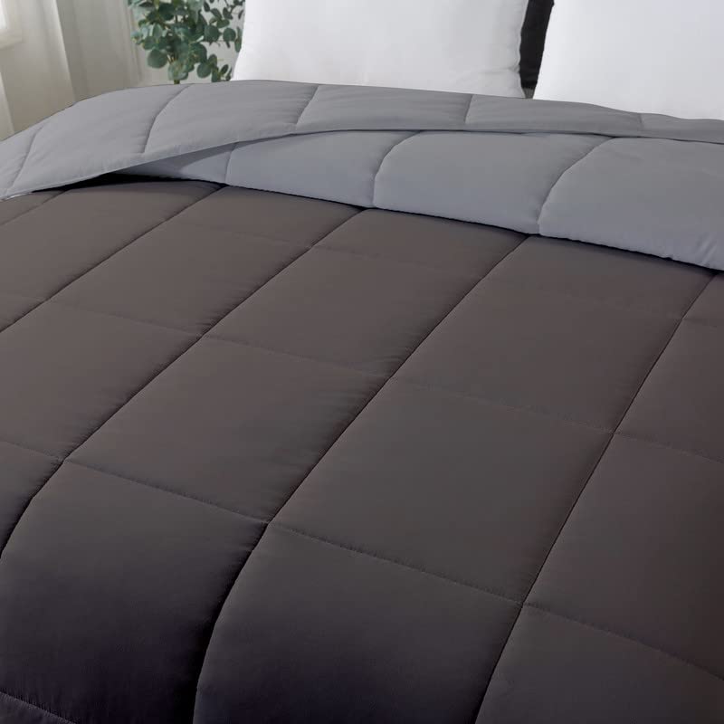 Image of Razzai Restful Sleep Microfiber Summer Season Ac Reversible Comforter 220 GSM (90 inch x 100 inch Inches /228cm x 254cm) - Double Bed Comforter|Silver /Dark Grey|