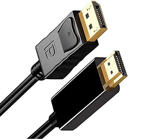 Chammom Displayport To Hdmi Hdtv Cable 6 Feet, Gold-Plated Displayport Dp To Hdmi Cable Male To Male Adapter 1080P Support Video And Audio For Dell, Hp, Asus, Etc… #TOP21