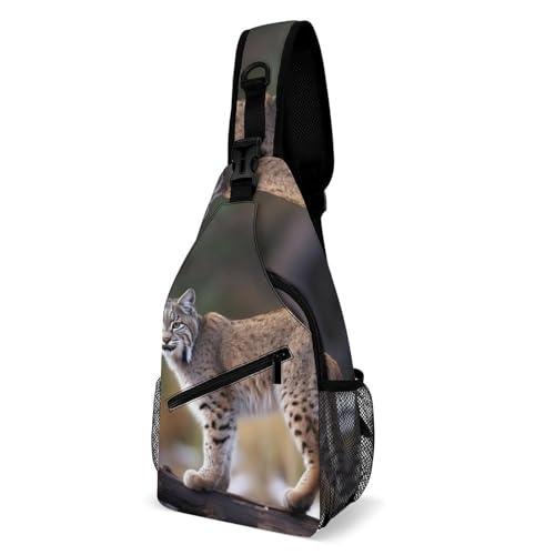 Wild Bobcat Mochila de Pecho Deportiva Casual para Hombre y Mujer