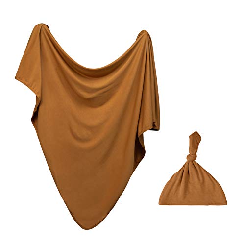 Image of Swaddle Blanket & Hat Set | Receiving Blanket | Soft & Cozy | 47" x 47" Size for Newborns, Infants, and Toddlers - (Copper)