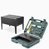 Portable Folding Charcoal Grill with Grill Accessories, BBQ Grill Set, Smoker Camping Grill Outdoor...