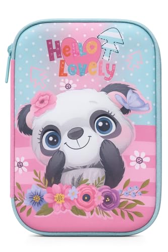 Estojo Infantil 3D em EVA Unissex com 3 Compartimentos – Estojo Escolar Grande para Lápis, Canetas e Acessórios | Porta-Canetas Fofo Resistente, Volta às Aulas (Panda)