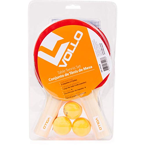 Kit Tênis de Mesa 2 Raq. 3 Bolas e Suporte Vollo Sports