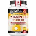 Vitamin D3 2500 IU for Bone & Immunity Support - Extra Strength & Absorption D3 Vitamin 2500IU with Olive Oil - Supports Healthy Bones, Teeth & Immunity - Non-GMO, Gluten-Free - 180 Vit D Softgels