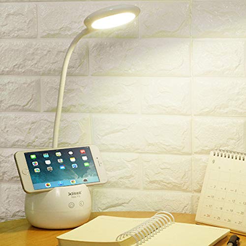 Preisvergleich Produktbild Bainuojia dimmbare LED Schreibtischlampe, Nachttischlampe mit Schwanenhals, Tischleuchte mit Touchfeld für 3 Helligkeitsstufen, weiß [Energieklasse A++]