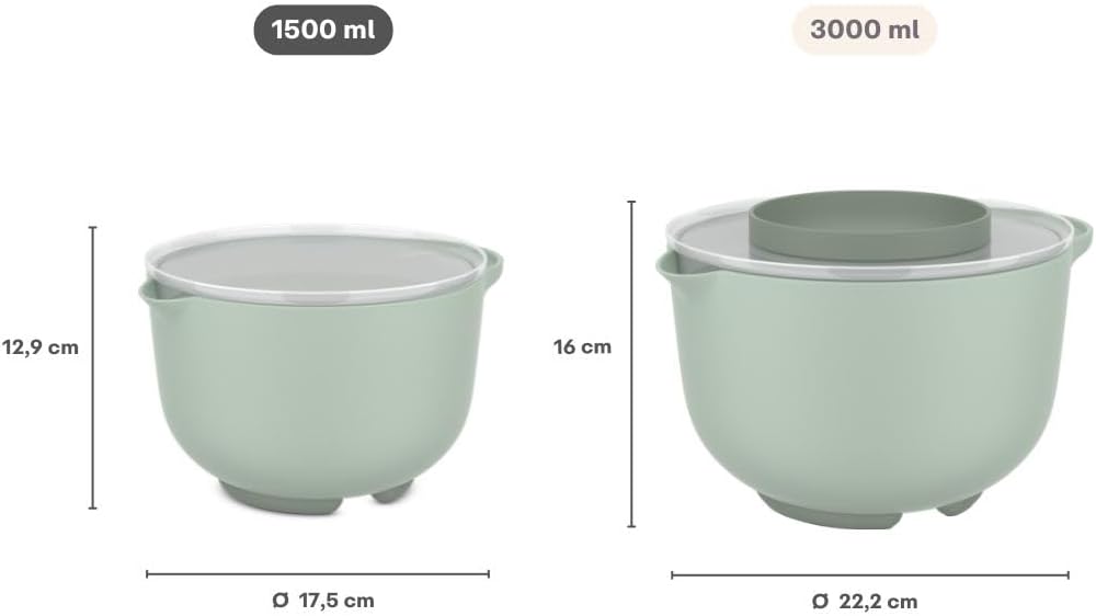 Mepal - Mixing bowl with lid Chef it - Non-slip base - Microwave and dishwasher safe - Bowl - Material resistant up to 110°C - 1500 ml - Chalk