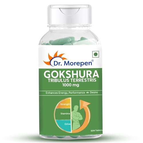 Image of DR. MOREPEN Gokshura Tablets | 1000 mg Tribulus Terrestris | Overall Wellbeing for Men & Women - (60 Veg Capsules)