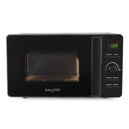 Salter EK5653MBLK Kuro 20L Digital Microwave – 800 W Solo Freestanding Microwave Oven with 27 cm Rotating Turntable, LED Clock Display Screen, Adjustable Time/Weight Dial, 60 Minute Timer, Black
